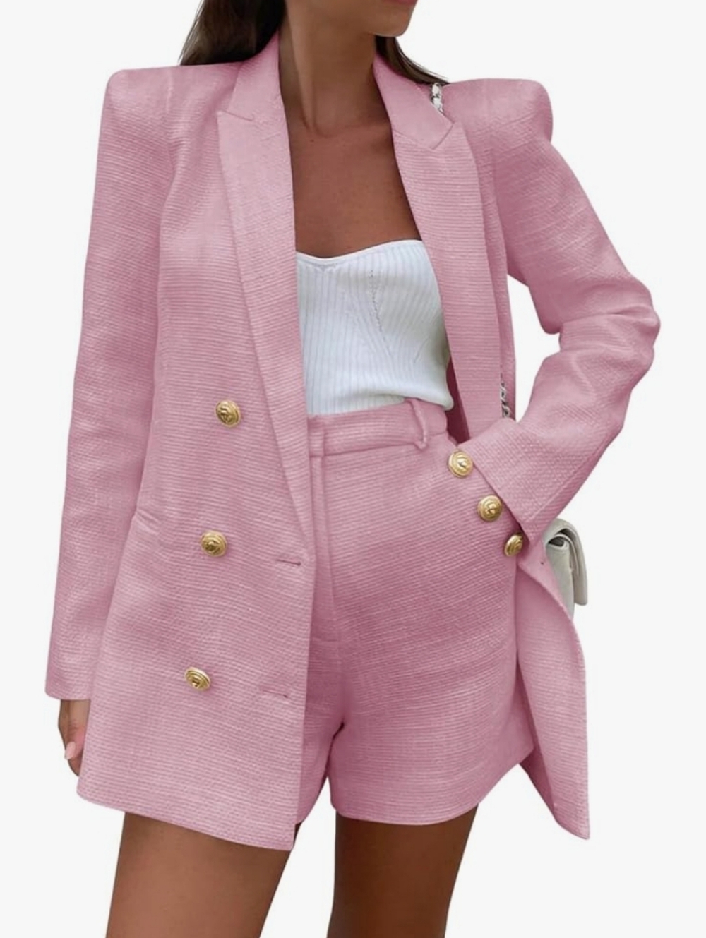 Women’s Pink High-Waist Tailored Shorts
